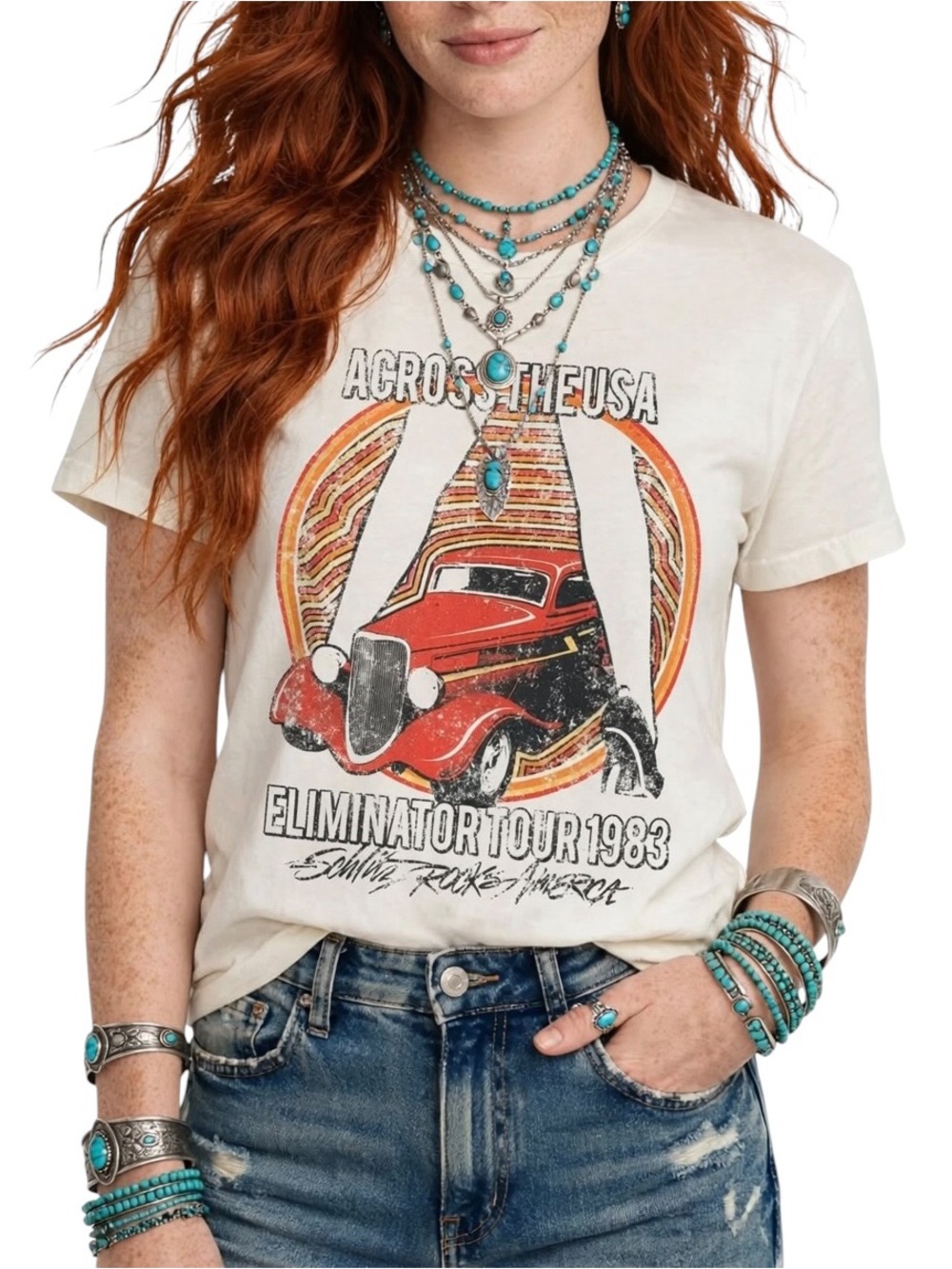 ZZ Top White Across The USA Graphic T-shirt Large Minor Flaws